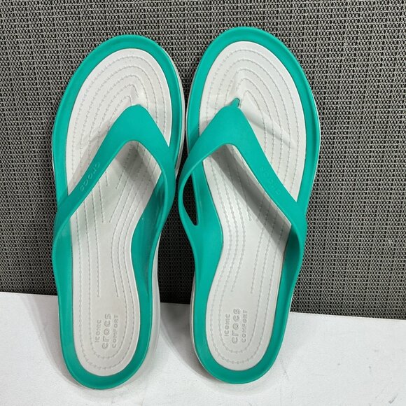 Crocs Casual Slip On Flip Flop Sandal Women's Size 11W Teal Green - Picture 6 of 8